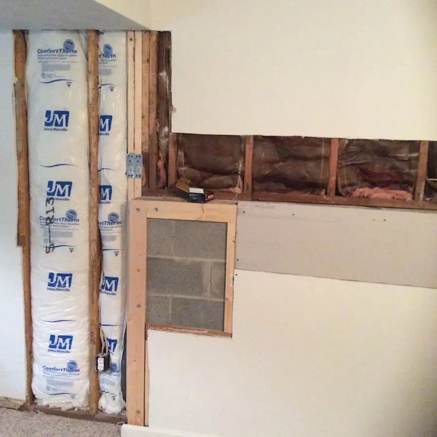 Wall insulation replacement during Basement Flood Cleanup in Carroll